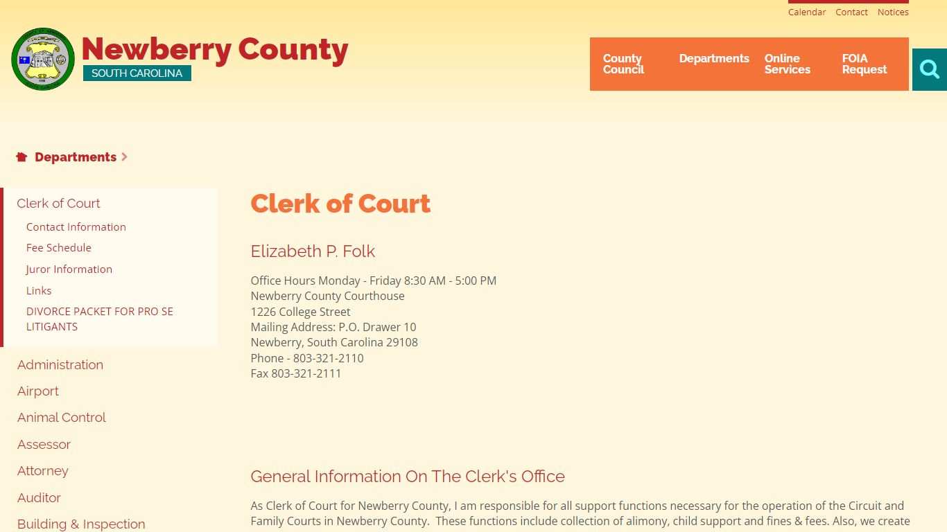 Clerk of Court | Newberry County