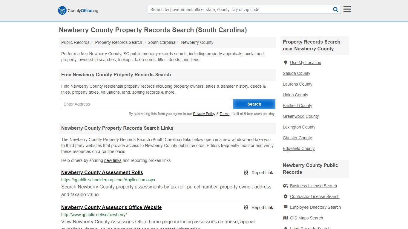 Property Records Search - Newberry County, SC (Assessments ...